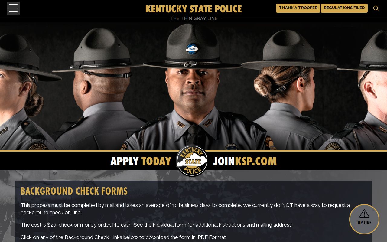 KSP forms for Nelson County criminal history record requests