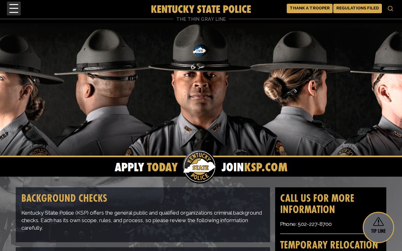 Kentucky State Police background check options for Nelson County criminal history