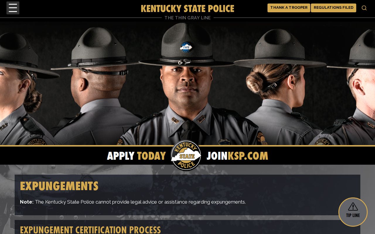 KSP expungement information for Nelson County criminal records