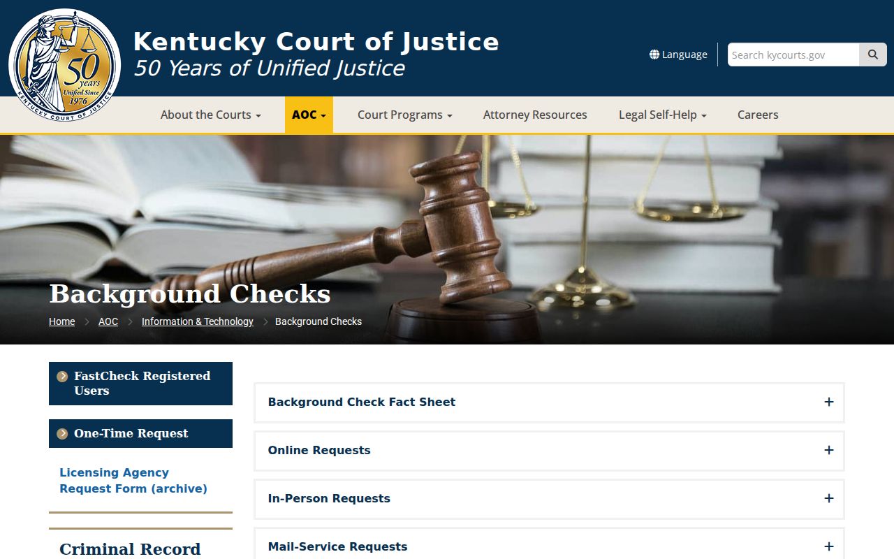 AOC FastCheck options for Nelson County criminal court reports