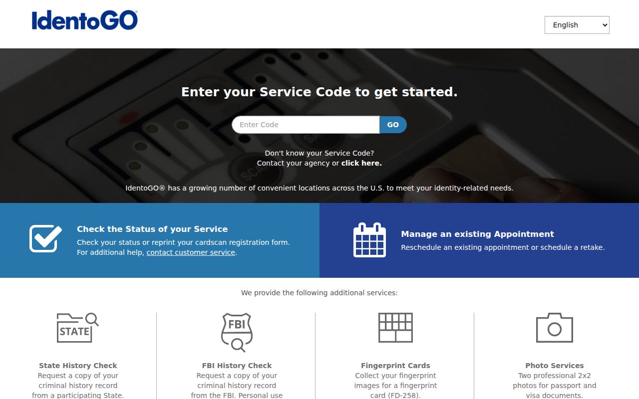 IdentoGO fingerprint enrollment for an official Nelson County criminal history check