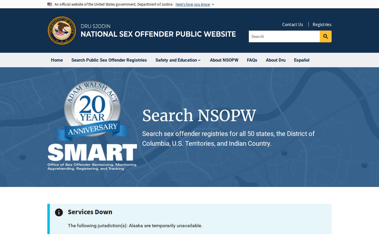NSOPW national search used with a Nelson County sex offender check