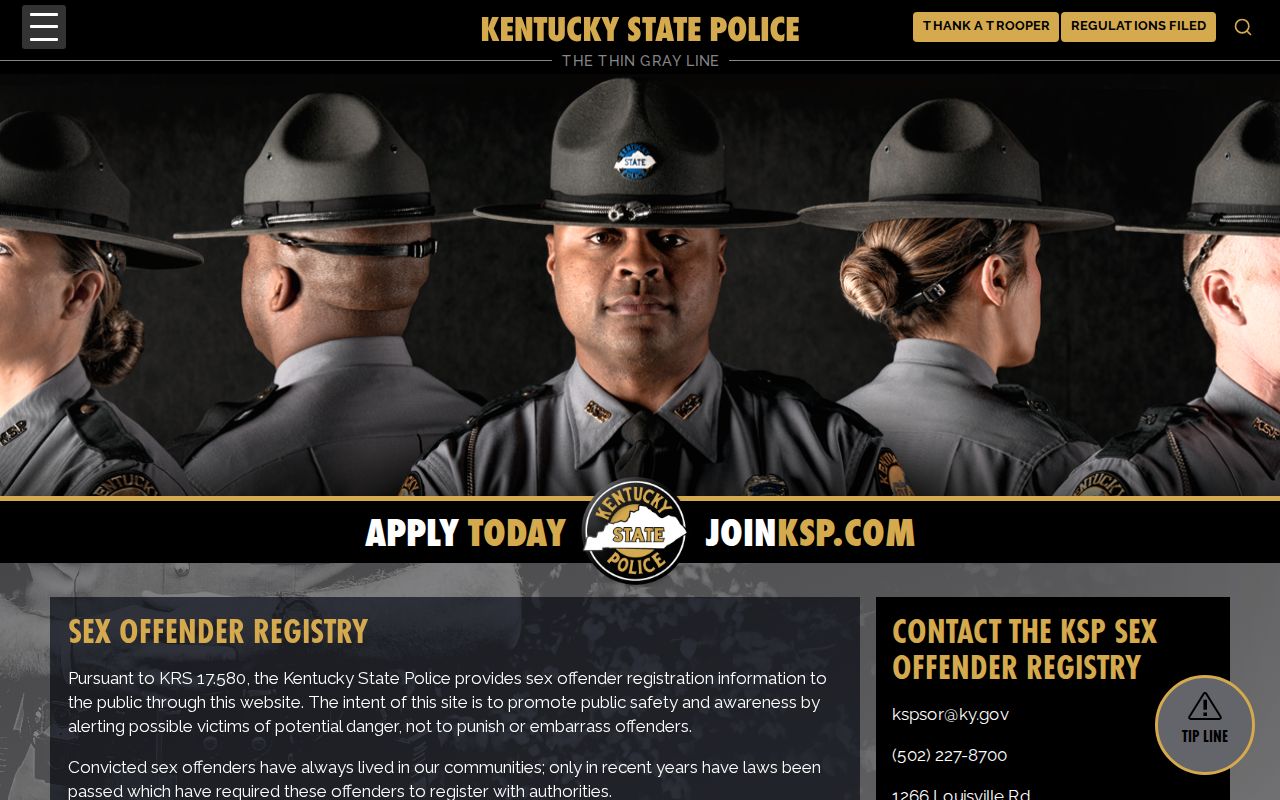 Kentucky State Police guidance for a Nelson County sex offender check