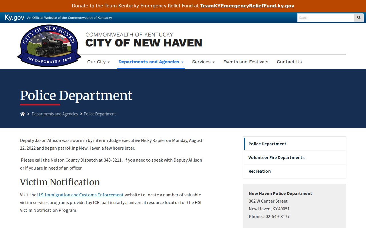 New Haven criminal history police department and dispatch source