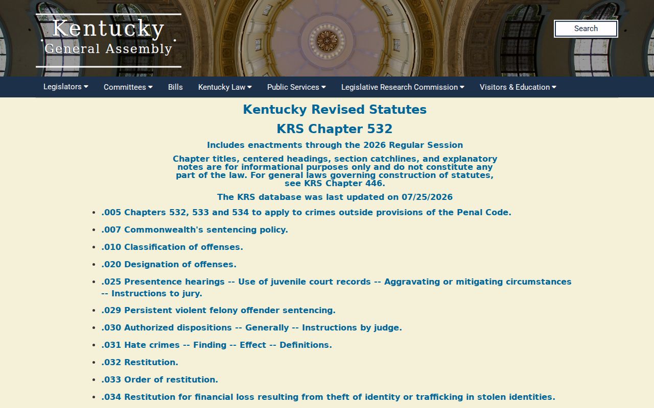 New Haven criminal court records Kentucky sentencing statutes